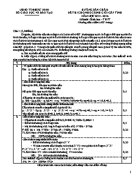 Đáp án đề thi chọn học sinh giỏi cấp tỉnh Sinh học 12 - Năm học 2016-2017 - Sở GD & ĐT Bắc Ninh